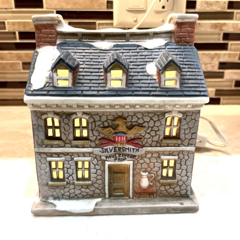 EPI Int Porcelain Lighted Paul Revere Silversmith Shop Colonial American Village